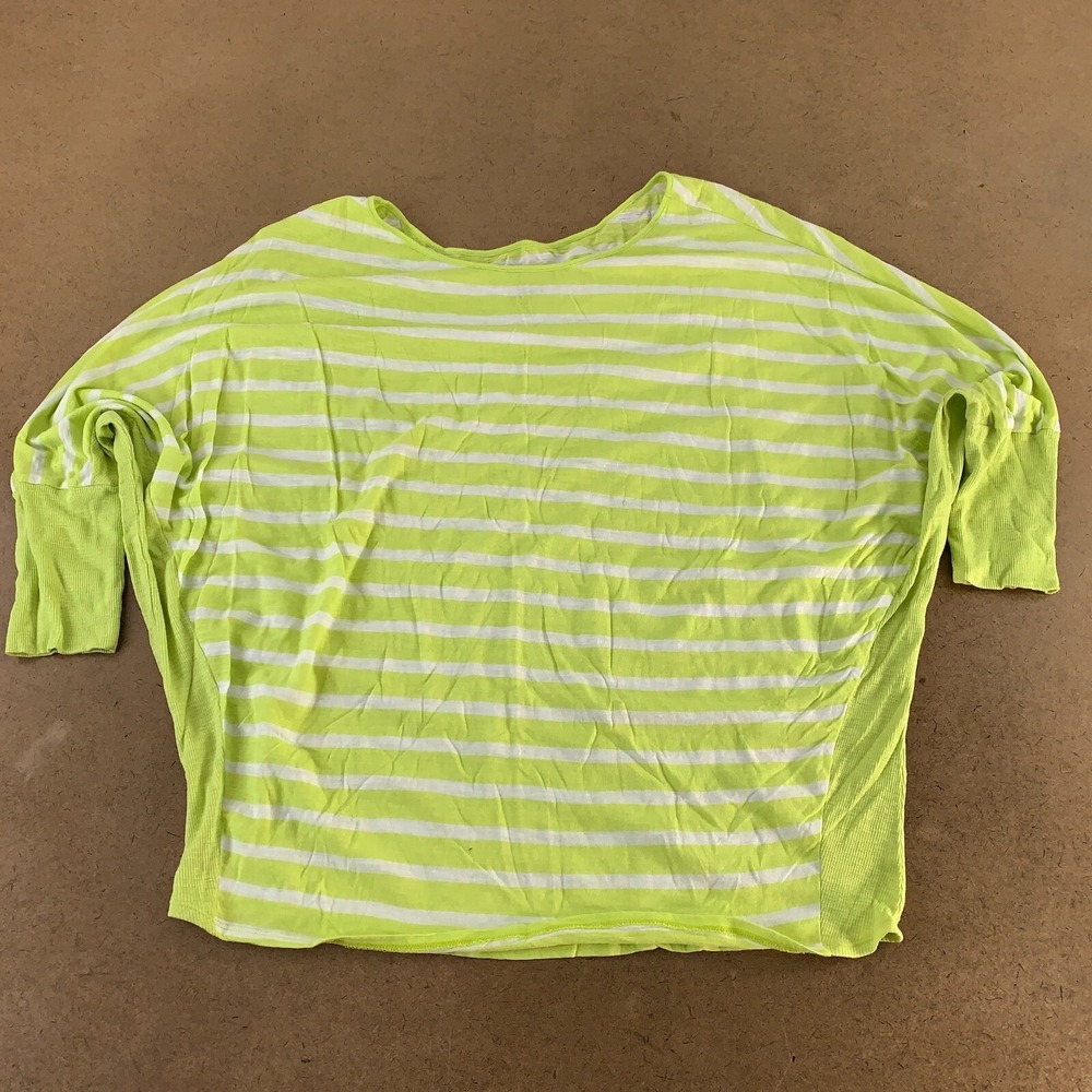 Stylus Women's Size XL Lime White Striped Long Dolman Sleeve Pullover Top